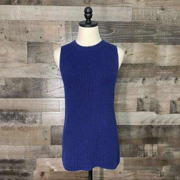 J. Crew Tops - J. Crew Merino Wool Tank Top Blue Sweater Ribbed Preppy Nautical Work Size XS